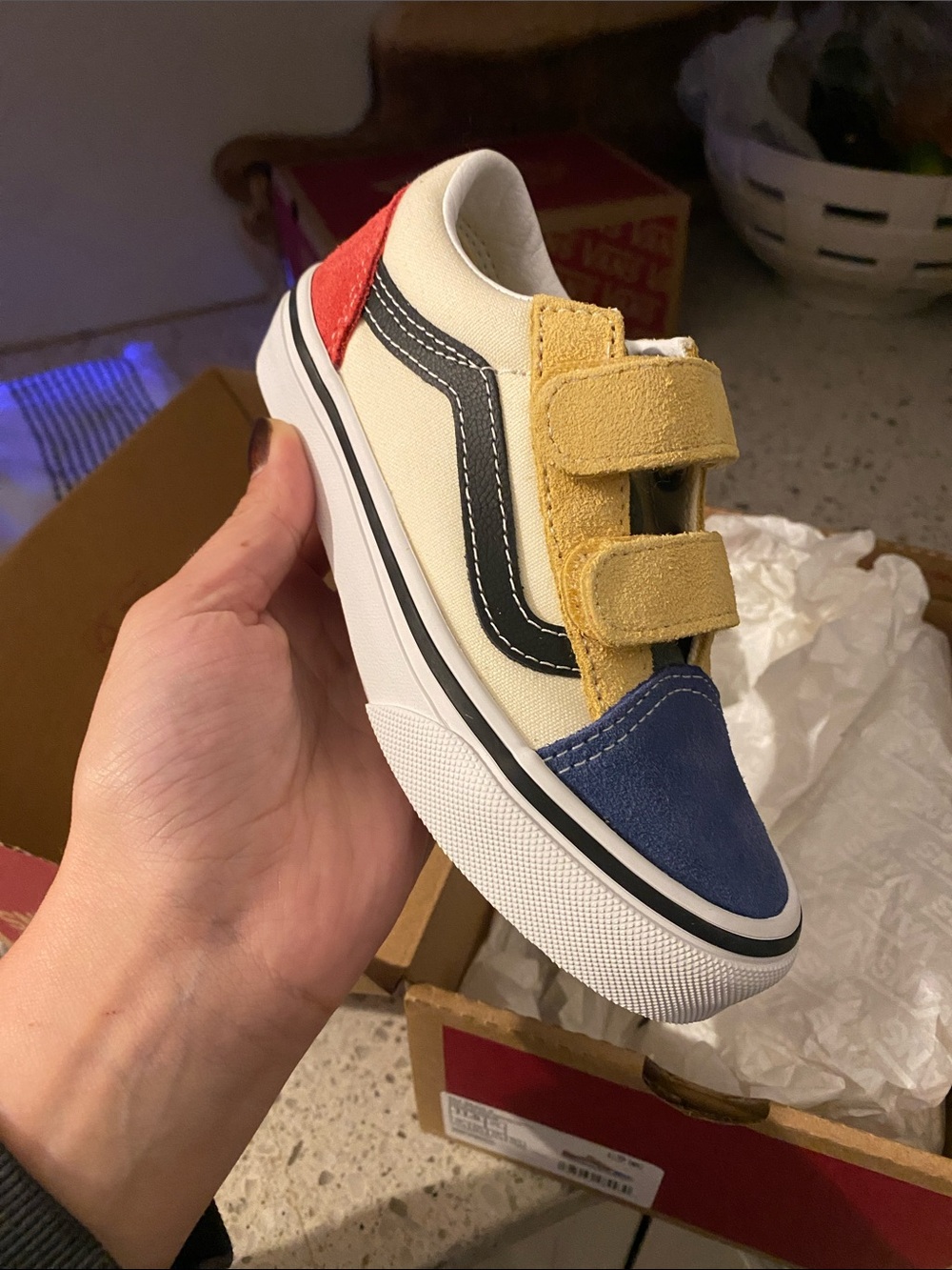 Little Kids Old School Color Block in Cream, Blue, Yellow & Red
